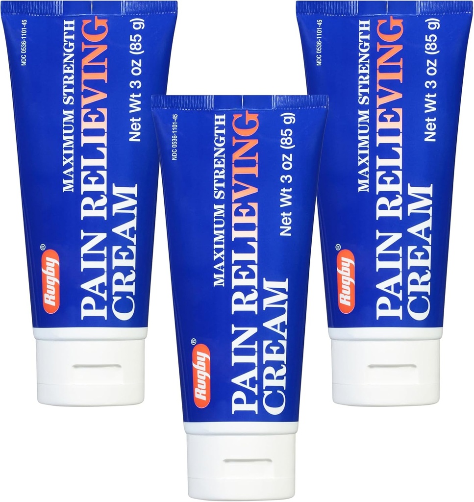 Crème anti-douleur maximale de rugby - Fabriqué avec du menthol et du salicylate de méthyle - Offre un soulagement temporaire de la douleur articulaire et musculaire - 3 Oz. (3 Pack)