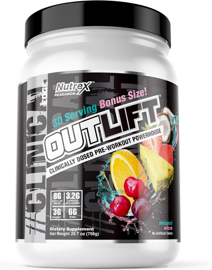 Nutrex Outlift klinisch gedoseerde pre-workout poeder met Creatine, Citrulline, BCAA, Beta Alanine, Cafeïne 