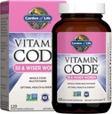 Jardin de la vie Multivitamine pour les femmes 50 ans et plus, Code Vitamine Femmes 50 ans et plus Multi - 120 capsules, Vitamines pour 50 ans et plus avec des vitamines B, Vitamines A, C, D3, E & K, CoQ10, Probiotiques et enzymes