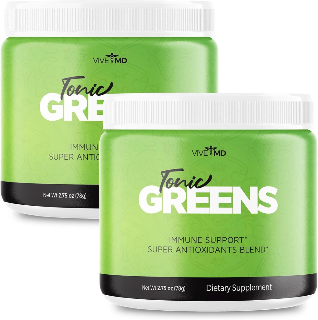 Tonic Greens Poeder Vitamine Boost Supplement Officiële Formule - Natuurlijke Groene Blend Energie Supplement Extra sterkte - BCAA L-Glutamine Vitamine B6, Revolutionaire Energie Fix Oplossing Reviews (2 Pack)