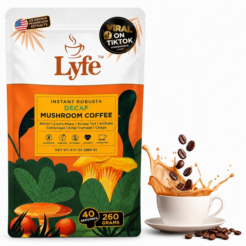 LYFE Organic Instant Decaf Mushroom Coffee 