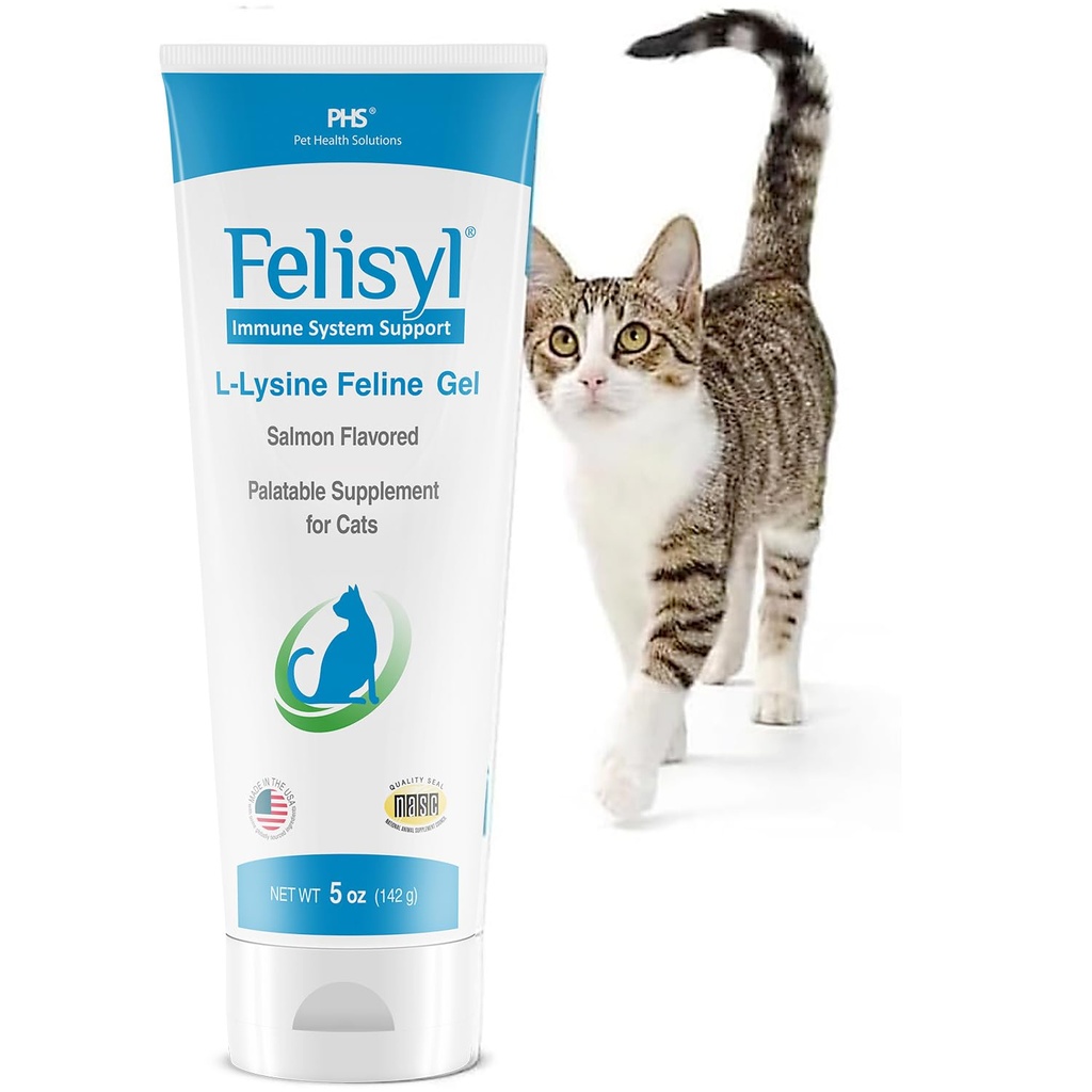 L-Lysine Gel voor katten (5oz) Ondersteunt Immune, Respiratory, en Eye Health. Eases niezen, Runny Neus en Watery Eyes. Lekkere zalmsmaak - Made in The USA