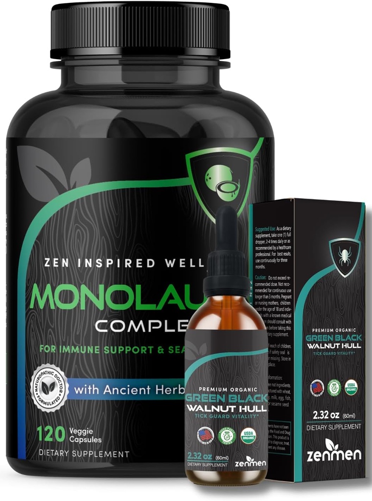 Zenmen Immune Support Bundle: Groene Zwarte Walnut en Monolaurin Capsules