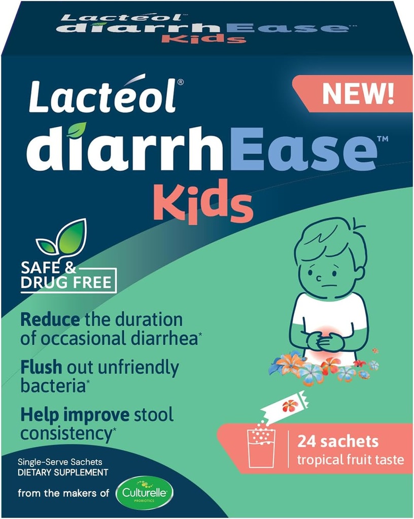diarrhEase Kinderen - een veilige, drugvrije en klinisch geteste postbiotische stam die de duur van af en toe diarree- werkt natuurlijk met uw kind lichaam, 24 Tellen