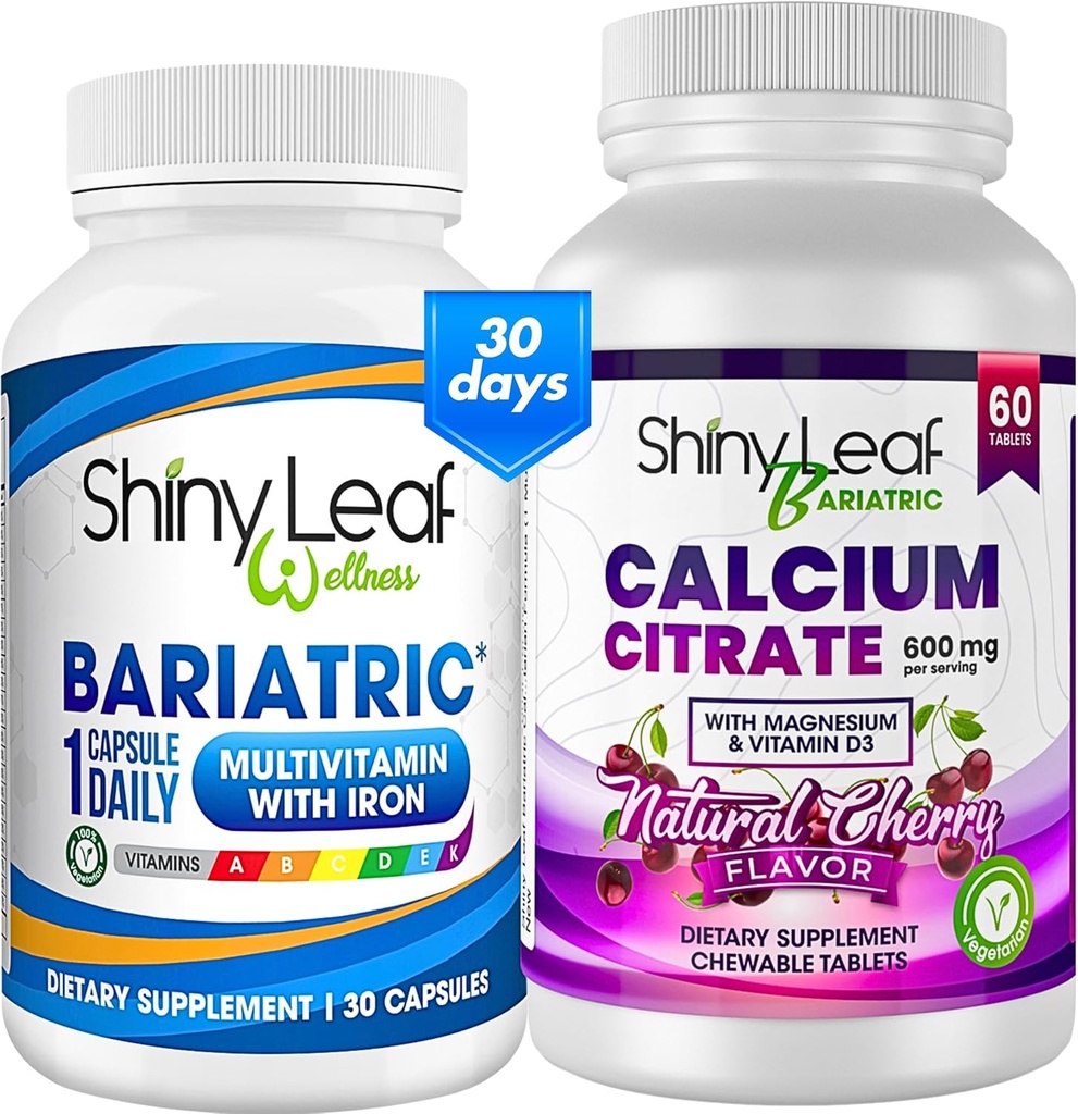 Bariatrische Multivitamine met ijzer Eenmaal daags en Cherry Kauwbare Calcium Citrate voor Post Bariatrische Chirurgie Inclusief Gastric Bypass en Mouw (1 Maand)