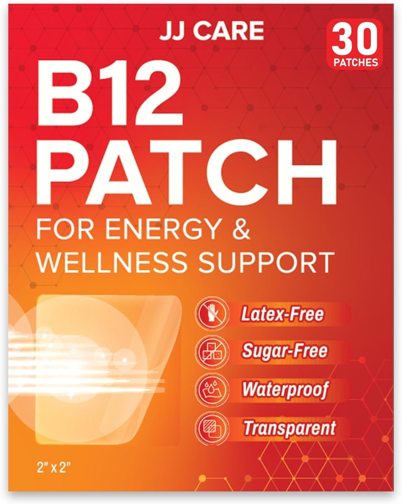 JJ CARE B12 Patch (paquet de 30), mélange naturel autocollant Thème B12 Patchs énergétiques quotidiens, 1 mois d'approvisionnement