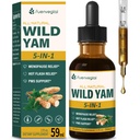 Les gouttes d'extrait de racine de Yam sauvage, supplément pour femmes avec Fenugreek & Motherwort Herb pour Ménopause Relief & PMS Support. Fenogreco y Ñame Salvaje para la Menopausia. 2oz