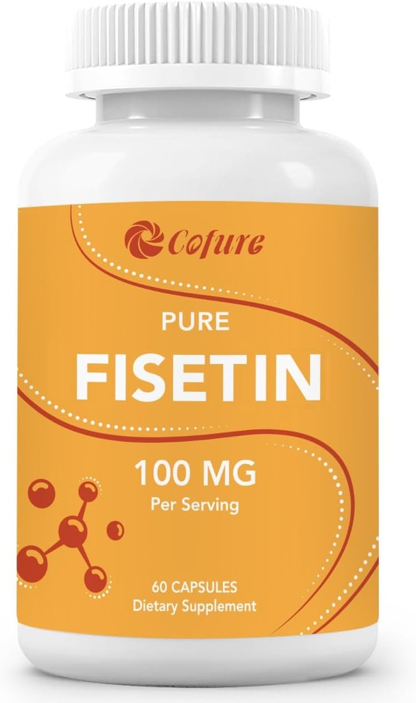 Fisetine Supplementen, 100mg natuurlijke bioactieve Flavonoïde, echt 98% zuiver, verouderingsondersteuning, non-GMO, glutenvrije, 60 capsules, 60 porties