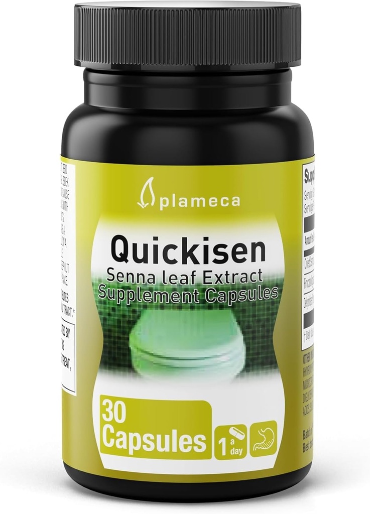 Plameca Quickisen Laxatieve Capsules, Verlichting van Occasional Constipatie, Natuurlijke Senna Extract, Ondersteunt Intestinal Health, Dieetsupplement Glutenvrije en Dairy-Free, 30 Capsules