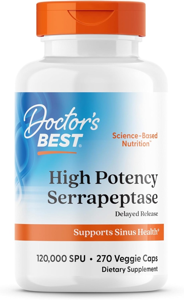 Artsen Best High Potency Serrapeptase, Ondersteunt Sinus Health, Non-GMO, Vegan 270 Veggie Caps