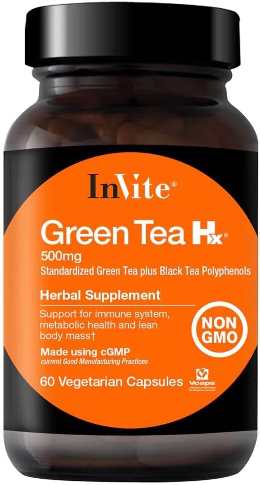 Uitnodiging Gezondheid - Groene thee Hx - Standarized Groene thee Plus Zwarte thee Polyfenolen - 60 Vegetarische capsules - 30 dagen levering (1)