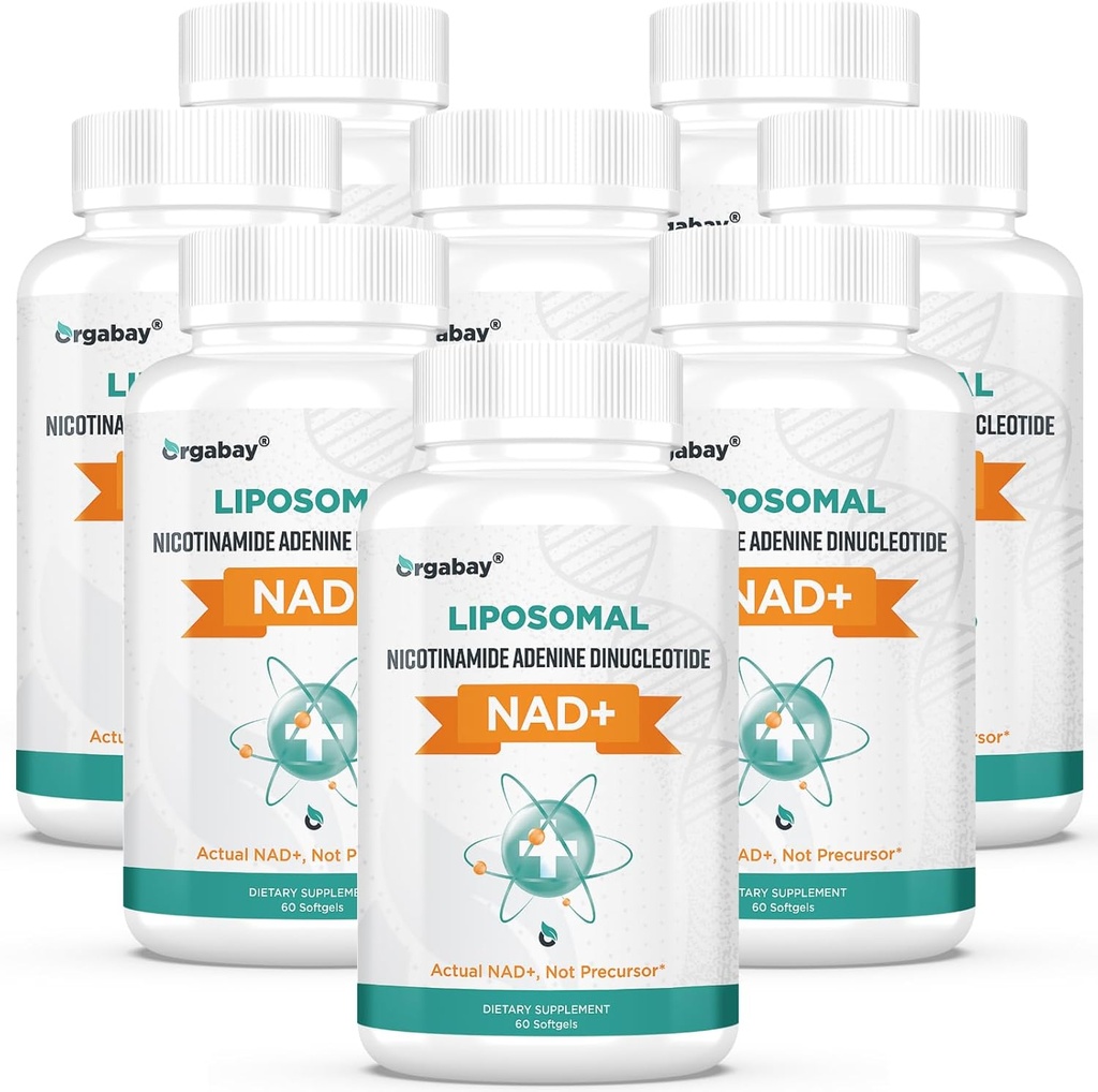 Orgabay Liposomale NAD+ Supplement 500 mg, Hoge Absorptie, Boost NAD+ met TMG 250 mg, Werkelijke NAD Plus Efficiënter dan Nicotinamide Riboside, Ondersteuning Cellulaire Energie, Gezond Verouderen . 480 Softgels