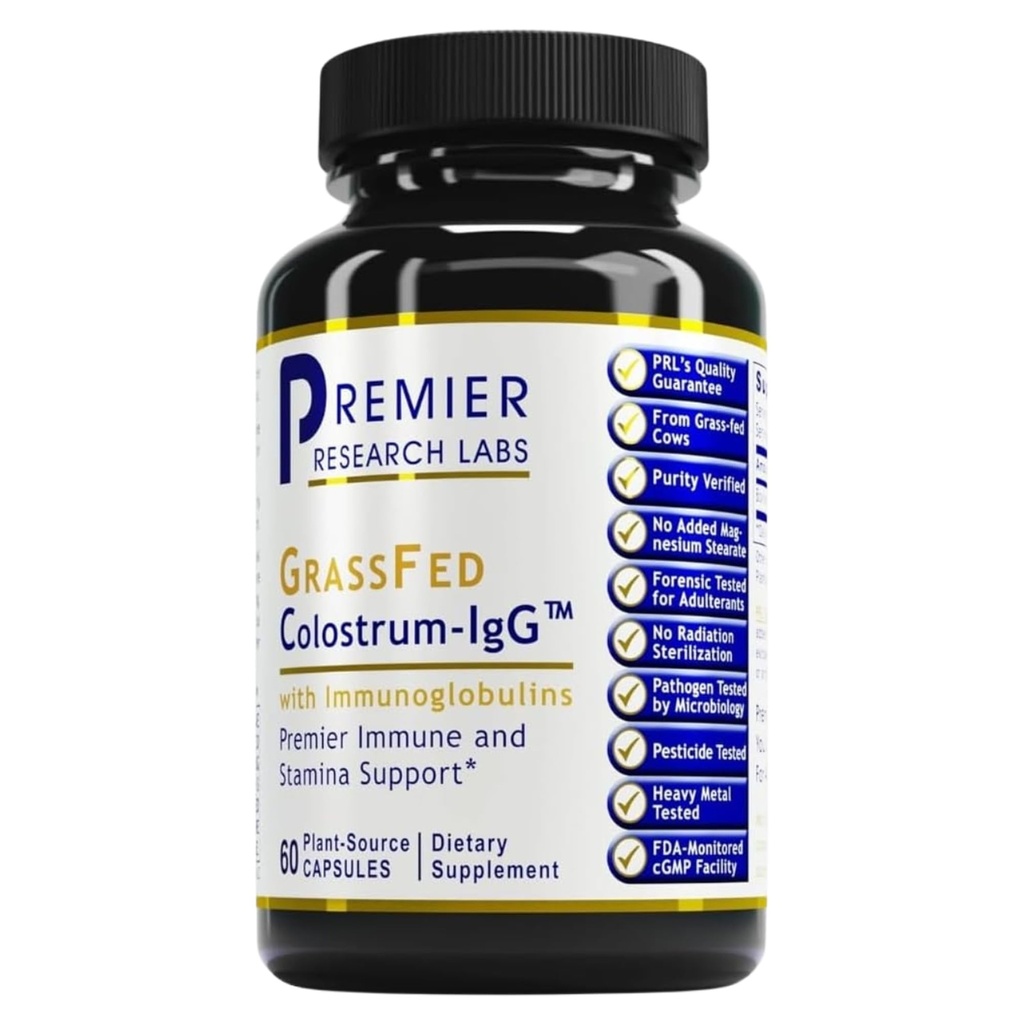 Premier Laboratoires de recherche Colostrum-IgG - Supplément Colostrum, Colostrum Bovin pour les humains, Colostrum de vache pour la santé immunitaire, Superaliments avec la lactoferrine, acides aminés, nucléotides - 60 capsules