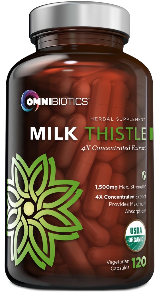 OmniBiotics Organic Milk Thistle Supplement 1500mg 
