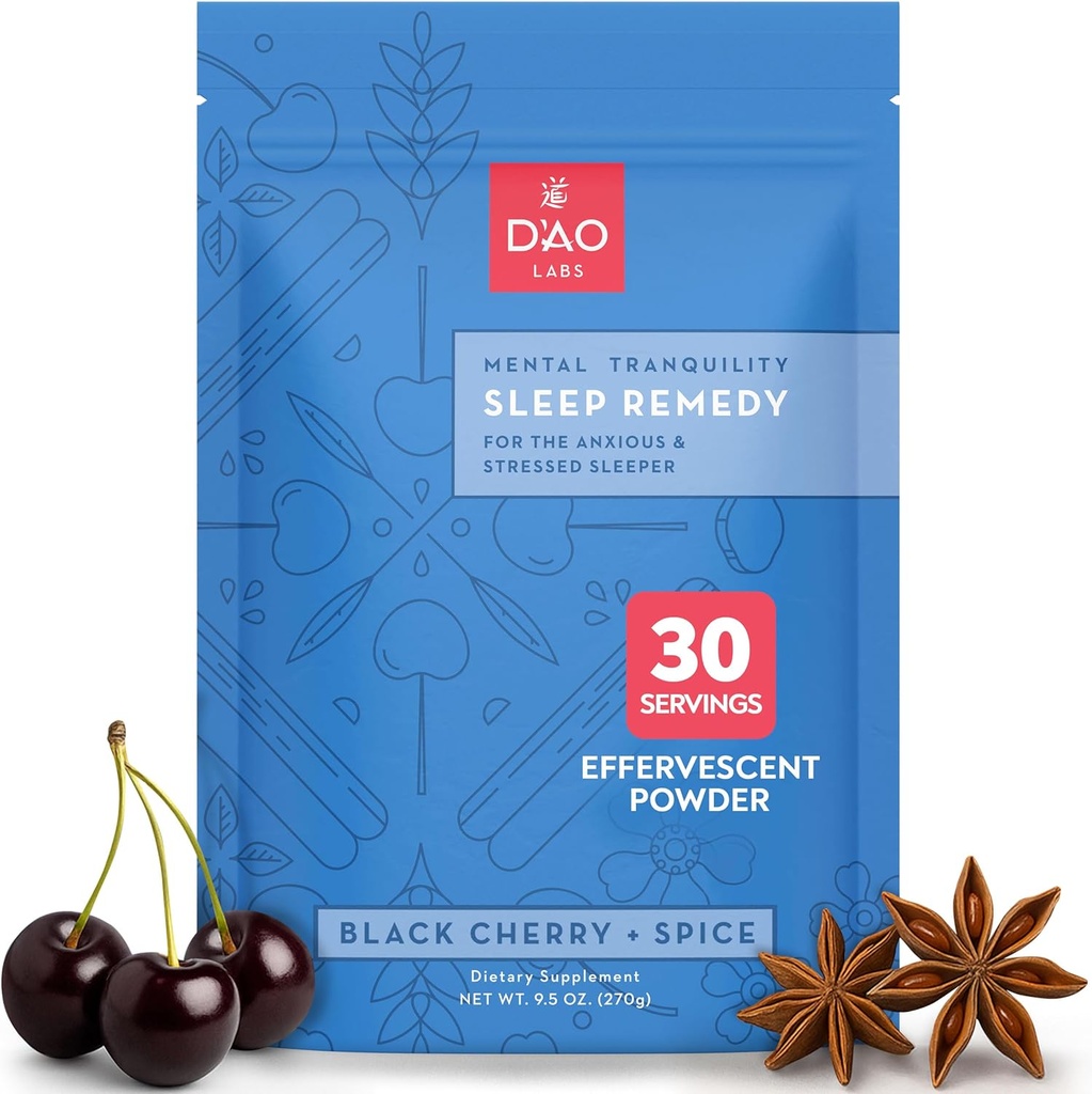 D'AO Labs Mental Tranquility - Non-Habit Forming - Geestelijke Kalmte Supplement - Stress Relax & Tranquil Powder - GUI Pi Tang Traditionele Chinese Kruiden - Zwarte Cherry & Spice Flavor - 30 porties