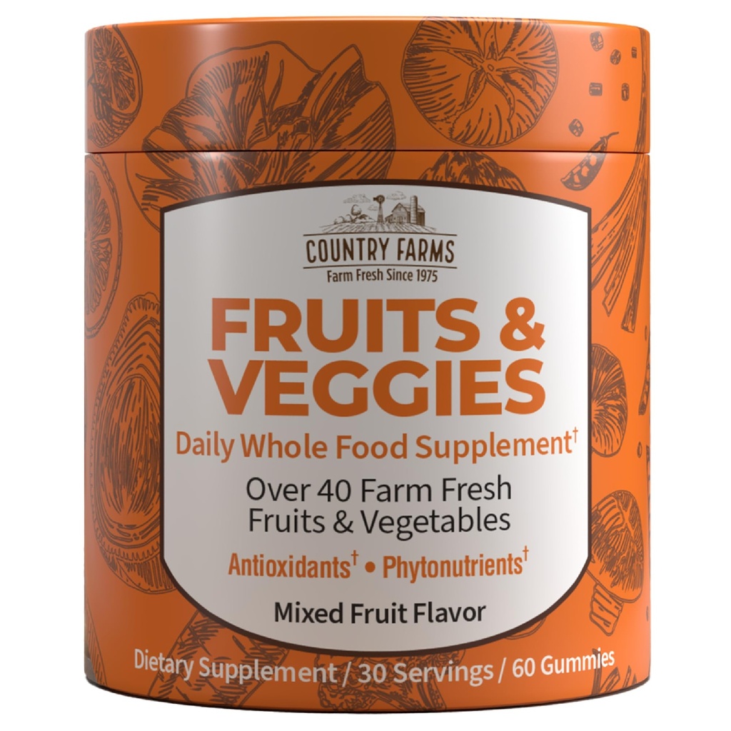 Fruits et légumes, avec plus de 40 fruits et légumes frais de la ferme, emballés avec des antioxydants puissants, (spiruline, myrtilles, champignons), supplément alimentaire complet quotidien, base de pectine,