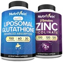 Nutrivein Premium Zink Picolinaat & Liposomale Glutathion Supplement Bundle: Hoge-Absorptie Glutathion Liposomale Supplementen & Zink Supplementen voor mannen en vrouwen - Immuniteit, spijsvertering, Detox, & Reparatie