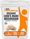 BulkSupplements.com Biologische Lion's Mane Paddestoel Extract Poeder - Lions Mane Supplement Poeder, Superfood voor Well-Being - Vegan, 1g per Serving, 100g (3,5 oz) (Pack of 1)