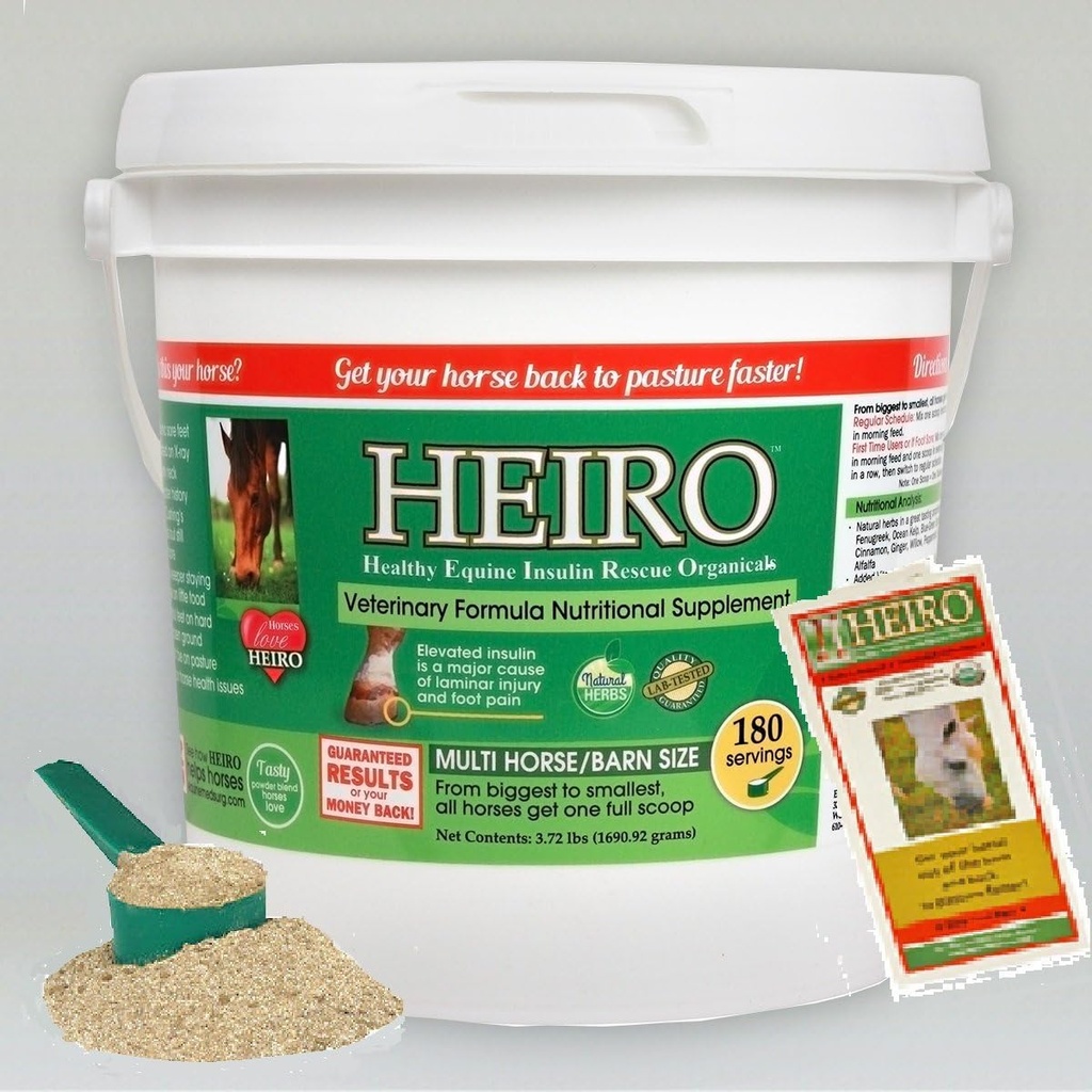 Heiro Cheval Hippique Santé Insuline Résistante Sauvetage Organiques Approvisionnement 90 jours et Livret Informationnel Gratuit