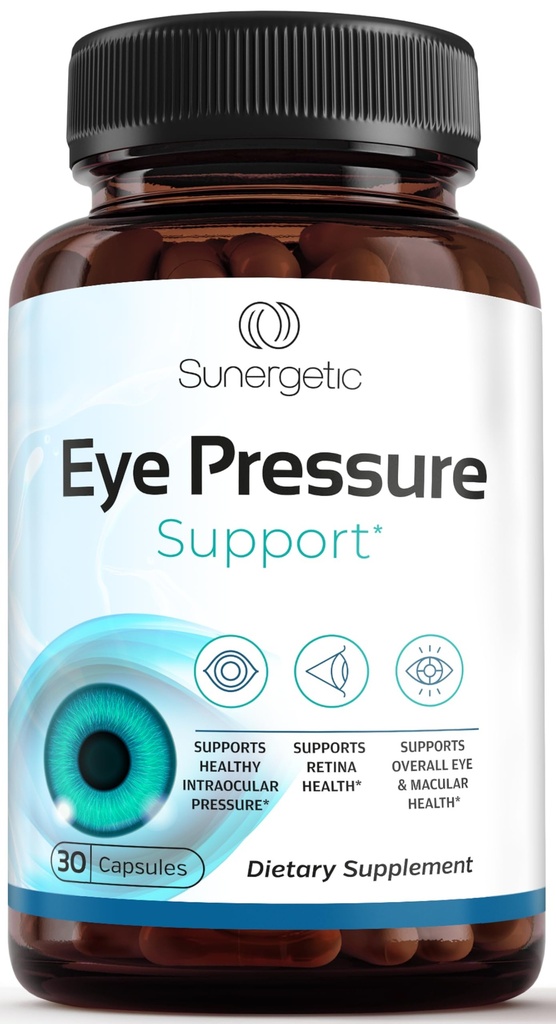 Supplément Sunergetic Premium Eye Pressure Support - Supplément de pression oculaire avec Safran, Lutéine, Zeaxanthin, Bilberry & Pine Bark - Soutient la santé oculaire et la vision globale - 30 Compte