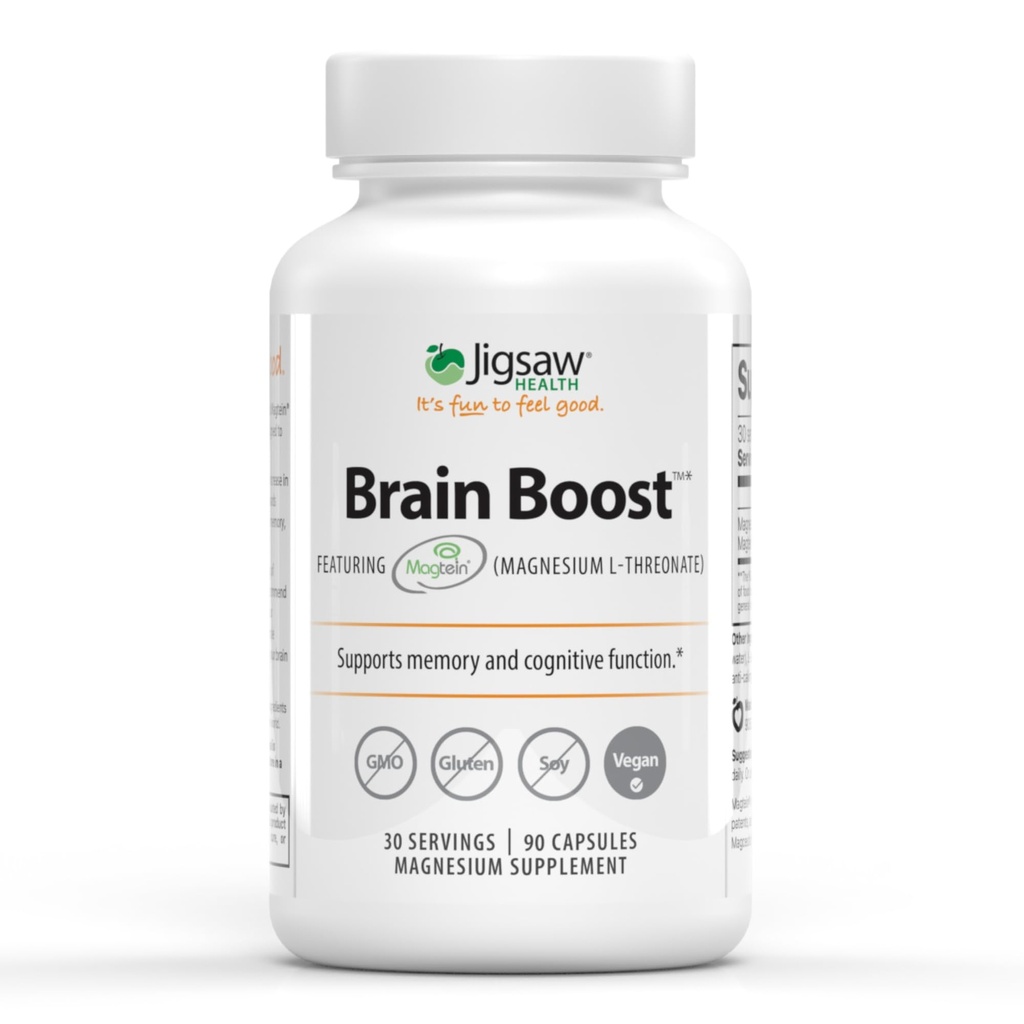 Jigsaw Health Cerveau Boost (en anglais seulement) Supporte la mémoire et la fonction cognitive (en anglais seulement) Magnésium L-Thréonate (en anglais seulement) 90 Capsules