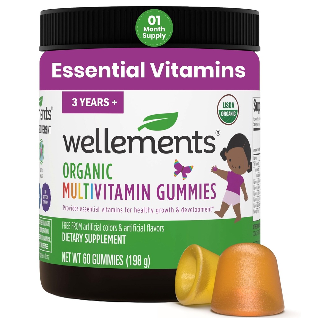 Welllements USDA Biologische Kids Multivitamine Gummies 60 Ct (3+ jaar) 