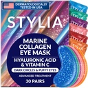 Stylia Collageen & Vitamin C under Eye Patches for Puffy Eyes & Dark Circles - Depuffing, Hydrating & Firming Under Eye Mask with Hyaluronic Acid - Vegan, Cruelty-Free Skincare (30 Pairs)