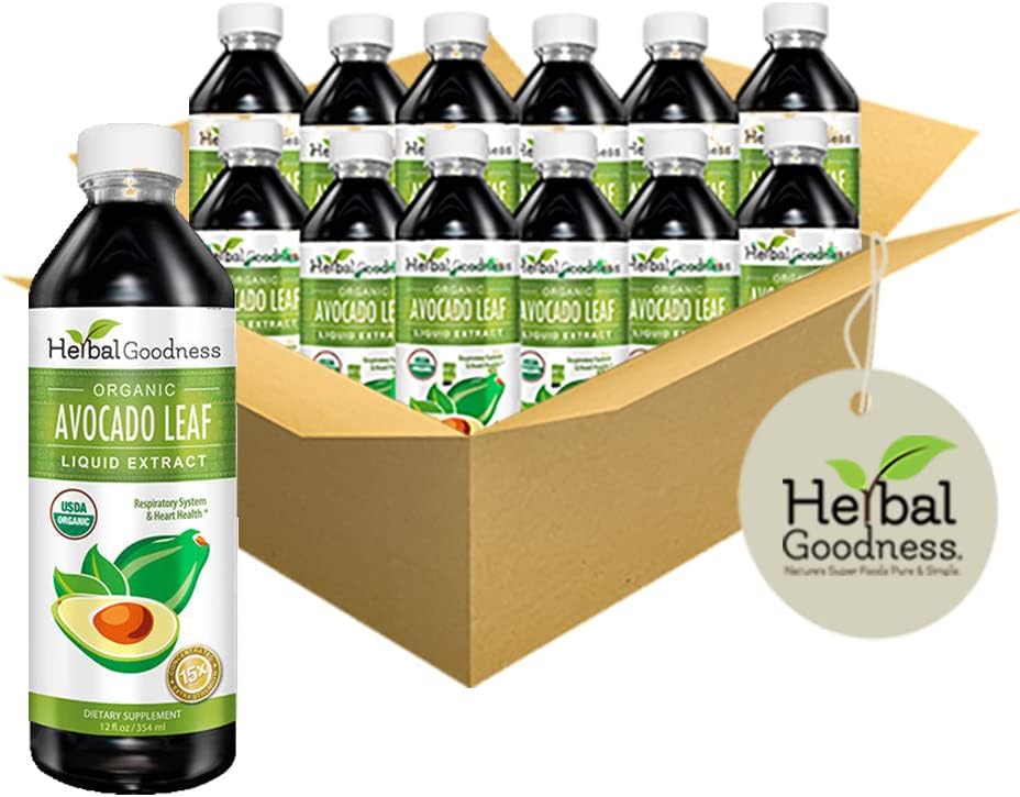 Kruidengoed Avocado Leaf Extract Liquid Supplement - Probiotic Protein Gut Health Fiber Supplement Bone Health & Immune Support -12(12oz) btls (Pack of 12)