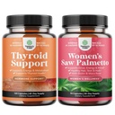 Bundle of Herbal Adrenal and Thyroid Support Complex - Mood Enhancer Energy Supplement voor schildkliergezondheid en extra sterkte Zag Palmetto voor vrouwen voor sterkere dikker gezonder uitziend haar