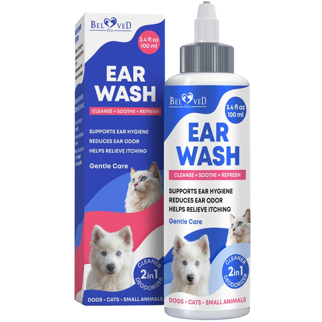 Cat & Hondenoorreiniger Drops & Wash Solution - Gist Otic Infection Treatment & Itchy Ear Relief for Pet - Wax Remover & Flush Remedie for any pets