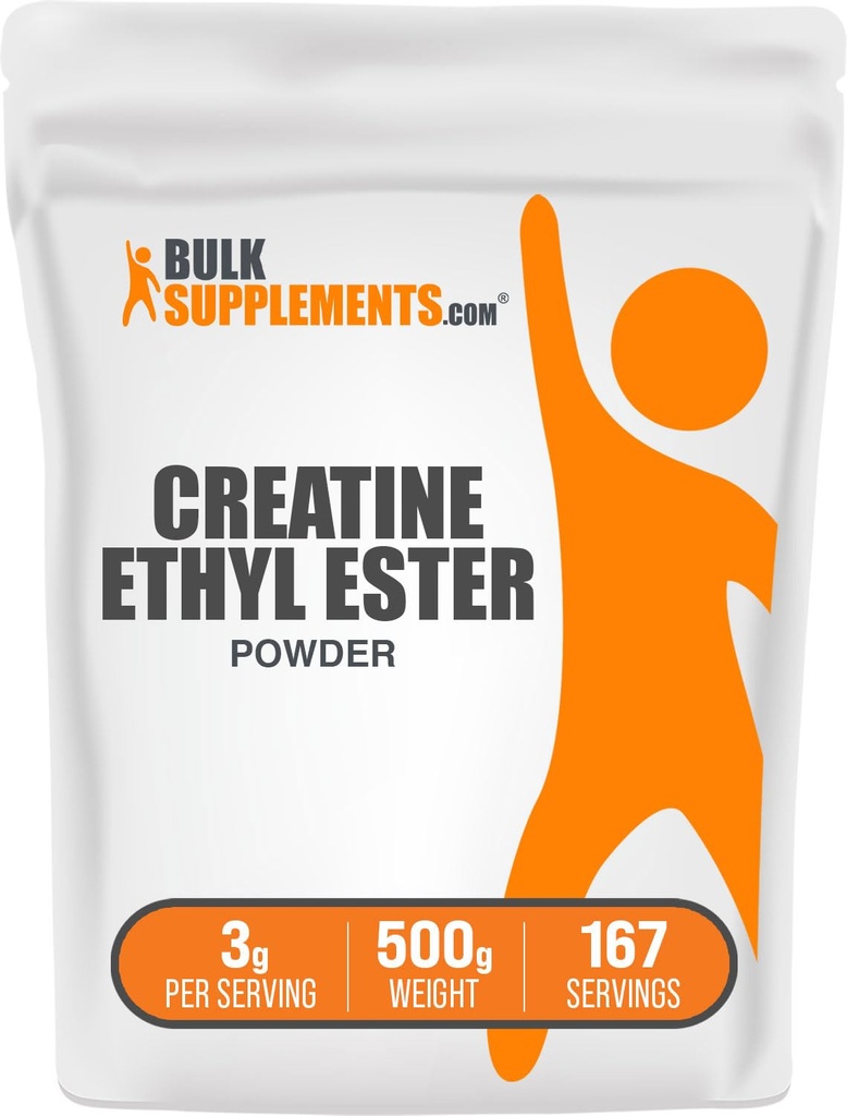 BulkSupplements.com Createine Ethyl Ester HCl Powder - Createine Supplement, Createine Ethyl Ester Powder - Unflavored & Gluten Free, 3g per Serving, 500g (1.1 lbs) (pack of 1)