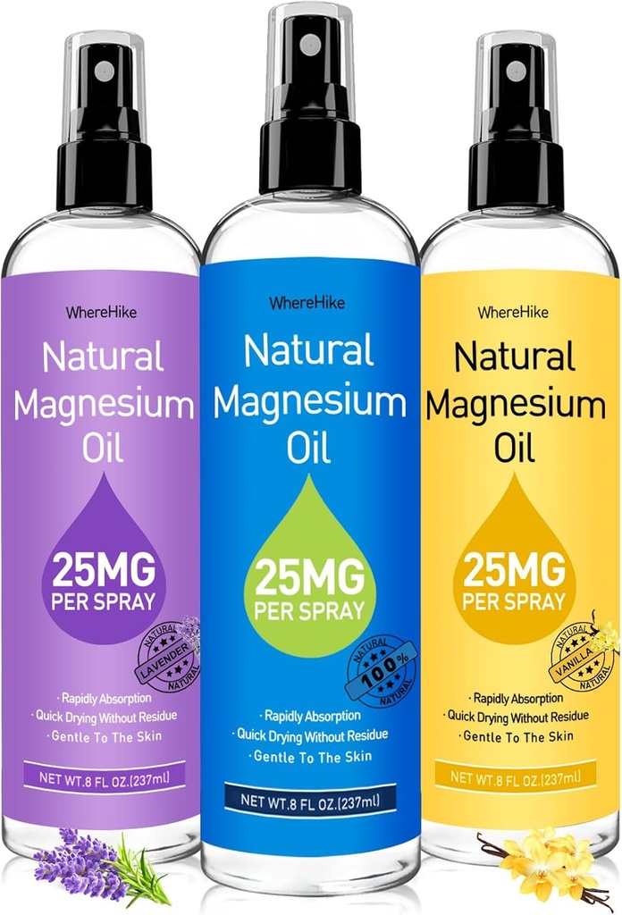Magnesium Spray, Pure Magnesium Oil Spray voor voeten, Ideale Gift voor spierontspanning & beter slapen, snelle absorptie, snel drogen zonder Residue-Unflavored.