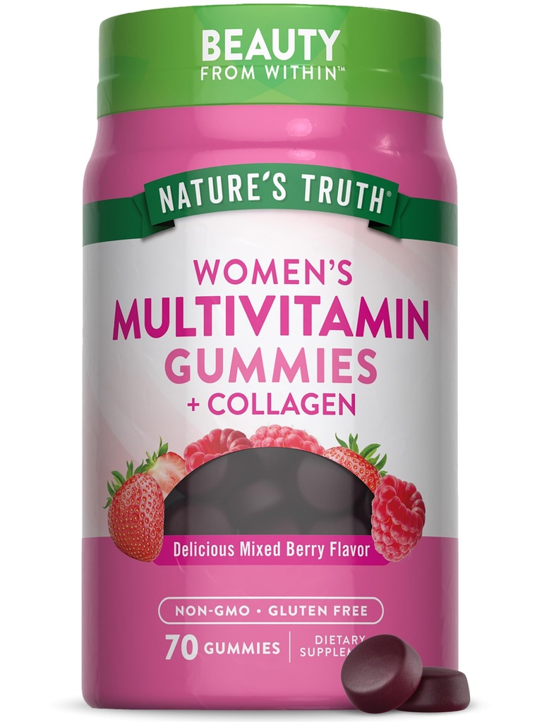 De waarheid van de natuur Womens Multivitamine Gummies Plus Collageen & Biotine 70 Count 