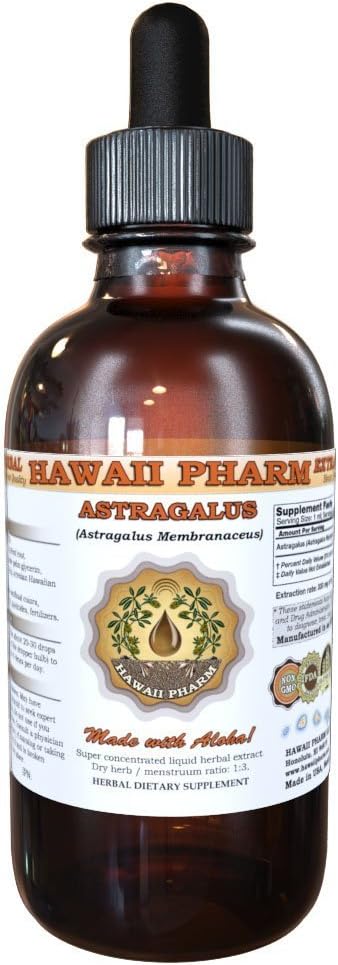HawaiiPharm Astragalus Liquid Extract, Organic Astragalus (Astragalus membranaceus) Gedroogde wortel Tinctuur Supplement 4 oz