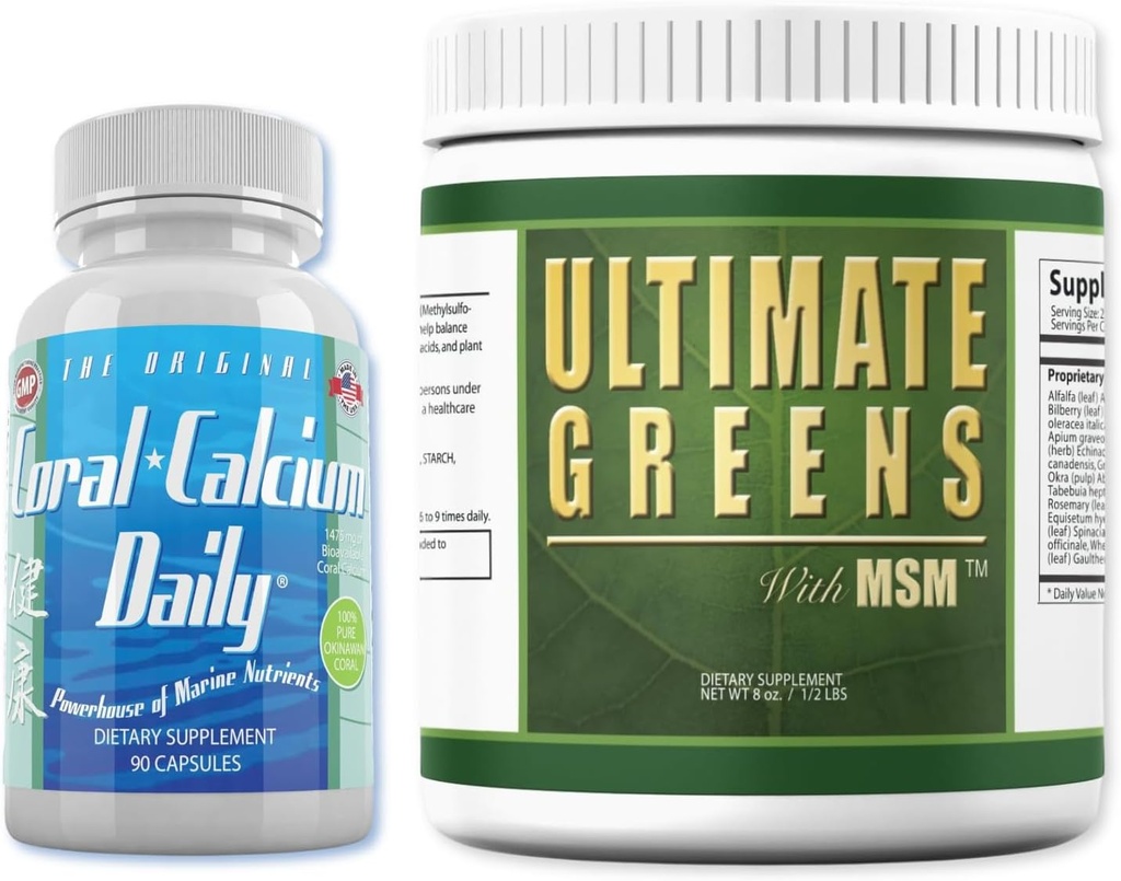 Dagelijkse gezondheid - Coral Calcium Daily & Ultimate Daily Greens met MSM poeder (1 maand aanbod)
