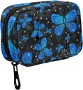 Fustylead Blue Butterfly with Night Gradient Color Pill Organizers 2 Times A Day Pill Case Bag with Zipper Portable Weekly Pill Dispensers for Vitamin Supplement