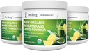 Dr. Berg's Raw Wheatgrass Juice Powder (60 Servings) - USDA Certified Organic Wheatgrass Powder w/ Chlorofyl, Trace Minerals & Natural Enzymes - Ultra-concentrated - Citroensmaak w/ Stevia 3 Pack