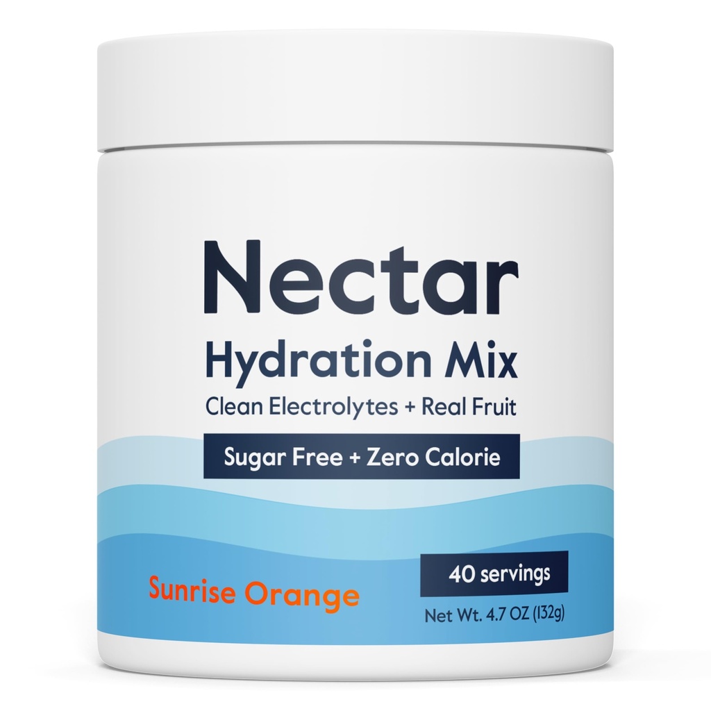 Nectar Suikervrije Elektrolyten Poeder - Biologische Fruit Geen Suiker of Calorieën - Hydratatiepoeder voor Dehydratatie Relief and Rapid Rehydration - Keto and Paleo (Orange 40 Serving Tub)