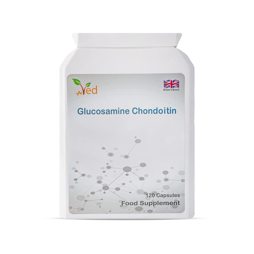 Ved Glucosamine Chondroïtine Turmeric Vitamine C.S. Supplément de soutien mixte (non-OGM, sans gluten) 120 Capsules.