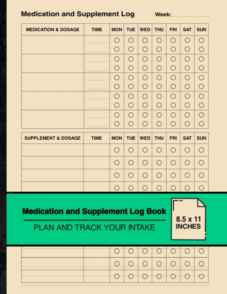 Medicijnen en Supplementen Logboek: Eenvoudig Wekelijks Logboek Plannen en bijhouden van uw oplage Groot