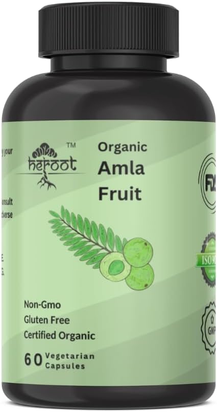 Biologische Amla Capsules - Indiase kruisbessen voor natuurlijke vitamine C, Ondersteuning voor huid en haar 60 capsules