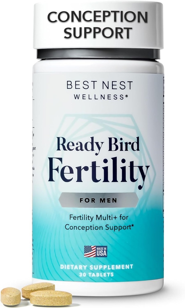 Best Nest Wellness Mannen Vruchtbaarheid - Multivitaminesupplement voor mannen met gemethyleerde vitamines - Voedingssupplement met voedingsstoffen & antioxidanten - Supplement met Magnesium & zink - 30 tabletten