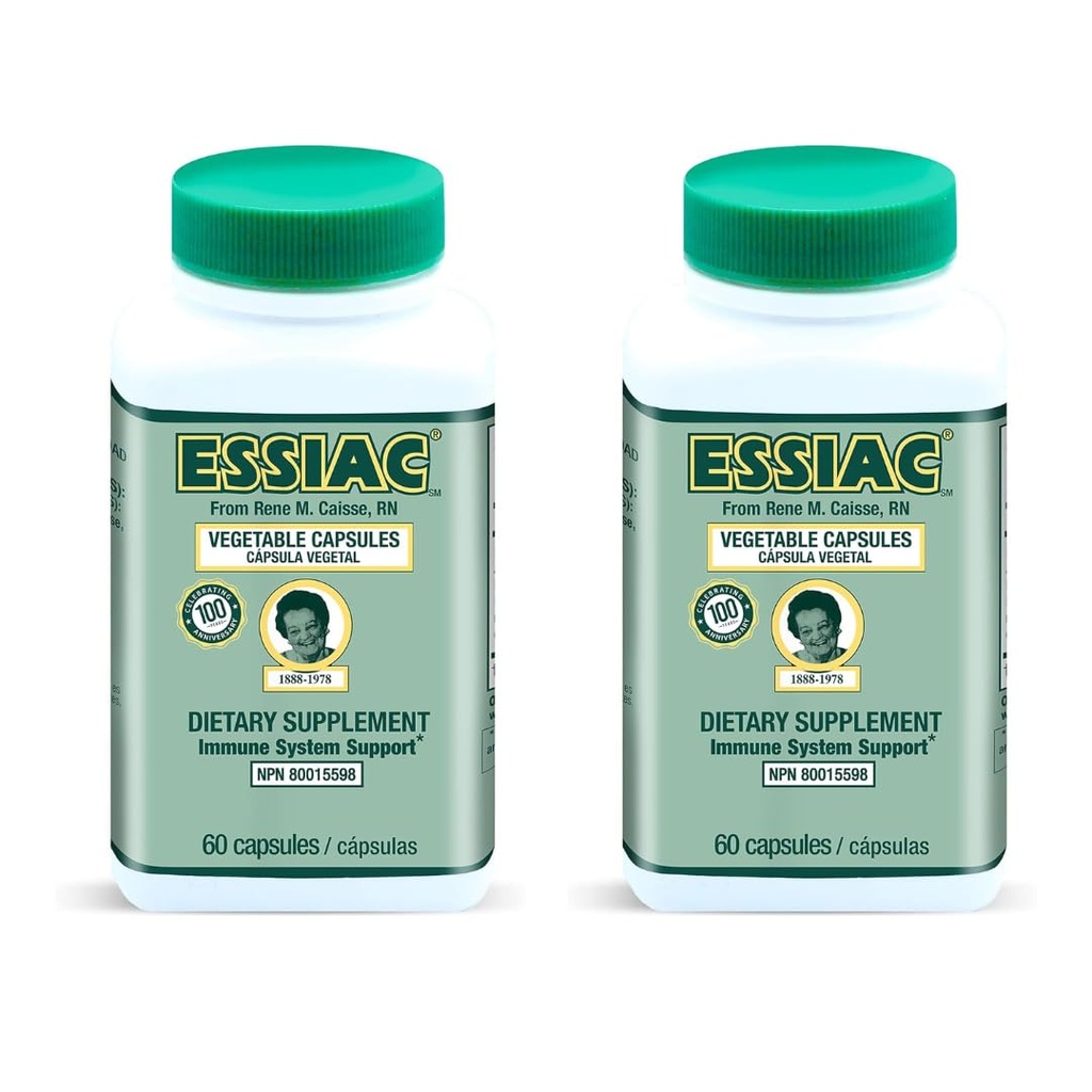 Essiac Tea All-Natural Kruidenextract Capsules 60 Capsules Krachtige Antioxidant Blend om de algehele gezondheid en welzijn te bevorderen Originele formule sinds 1922 (verpakking van 2)