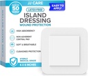 JJ CARE Kleefeiland Dressing [Pack van 50], 6x6 Steriel omrand Gaas Dressing, ademend eiland Wond Dressing Individueel verpakt met zeer Absorberende Non-Stick Center Pad