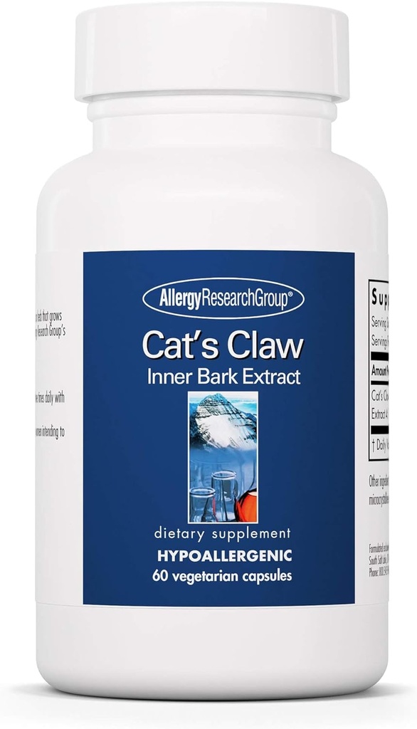 Allergy Research Group Cat's Claw - Innerlijke Bark Extract, Joint Health & Immune Support, Herbal Supplement, Biologische, Vegetarische Capsules - 60 Tellen
