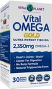 Vital Planet - Vital Omega Ultra Potent Wild Caught Omega 3 Fish Oil Supplement met 2350mg van High Potency Omega 3 Fatty Acid Supplementen EPA en DHA ter ondersteuning van Hersenen en Hart Gezondheid 30 Softgels