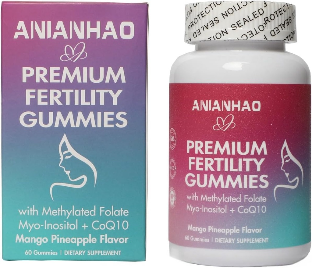 Premium Vruchtbaarheid Gummies voor vrouwen, Premium Vrouwelijke Balance Gummies, met Inositol, CoQ10, Folaat en Vitaminen, Ondersteuning Hormone Balance, Ovulatie/Menstruele Cycle, 1 maand levering