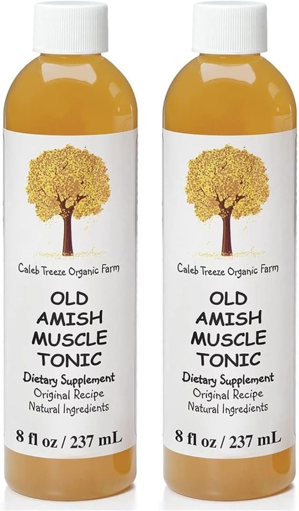 Caleb Treeze Old Amish Muscle Tonic 8 oz, Leg Cramps Relief, Foot Cramps Relief, Restless Legs, Muscle Cramps & Spam Relief - Pack van 2