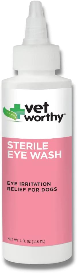 Vet Worthy Eye Wash voor honden - Voorzichtige oogreiniging oplossing voor honden om te voorkomen dat traanvlek en oogirritatie - Hondenoogreiniger voor traanvlek, vuil en oogontlading - 4oz