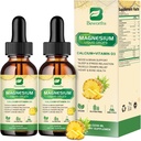 Gouttes liquides complexes de magnésium, gouttes liquides de glycine de magnésium avec Taurate de magnésium, Citrate, Calcium, Potassium, Vitamine, Zinc (2 Fl Oz (paquet de 2), Ananas)